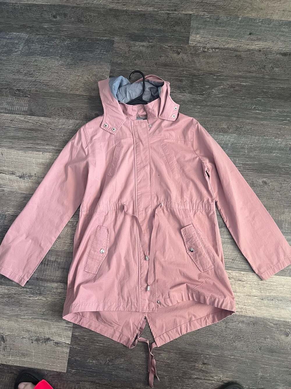Blu Pepper Day to Day Women's Pink Hooded Drawstring Waist Anorak Jacket Size M